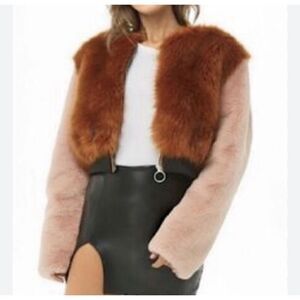 Shaci Faux Fur Bomber jacket Pink Size Large Swifty Eras Tour